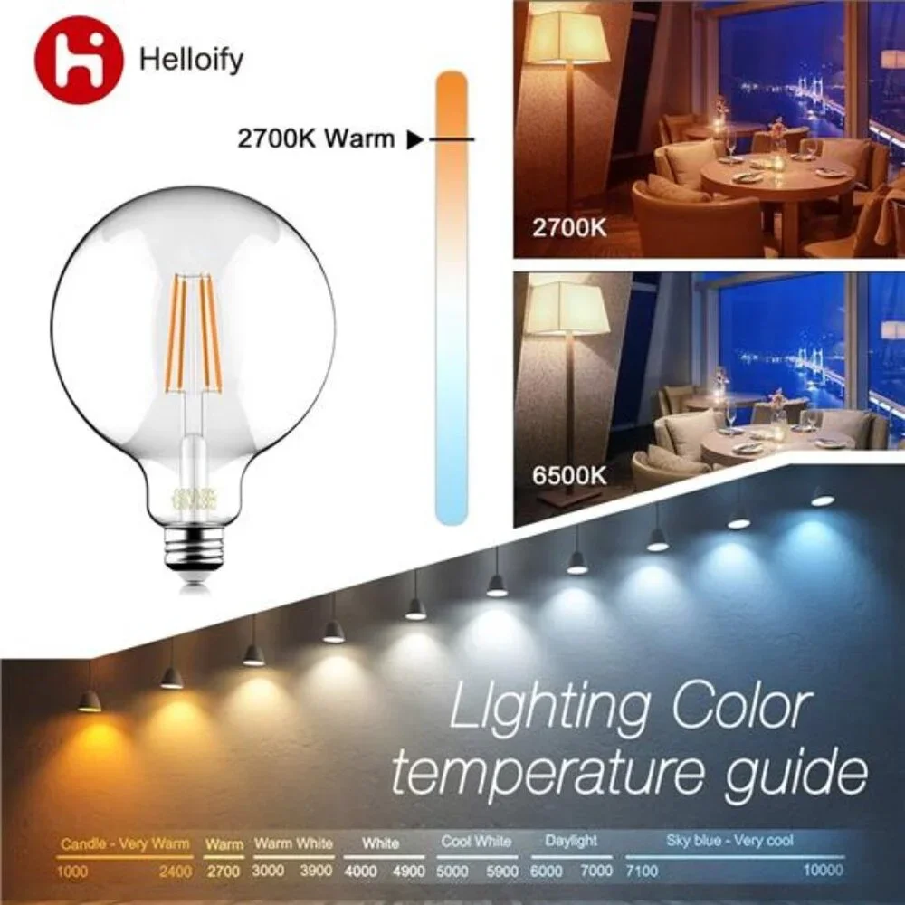 60W Equivalent Dimmable 5.5W Decorative Globe Vintage LED Edison Filament Bulbs